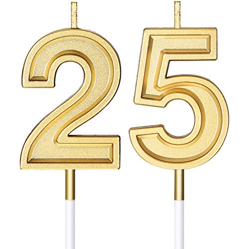 25. Geburtstag Kerzen Kuchen Ziffer Kerzen Alles Gute zum Geburtstag Kuchen Kerzen Topper Dekoration für Geburtstag Hochzeitstag Feier Gunst, Gold von Nuanchu