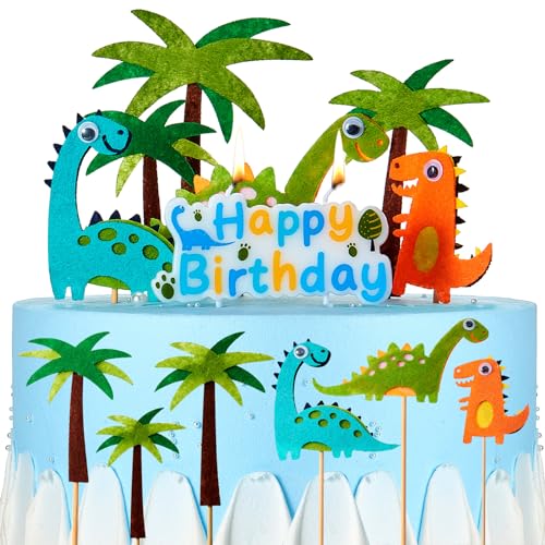7 Stück Dinosaurier Party Kuchen Kerzen Dinosaurier Geburtstag Kerzen Dinosaurier Thema Kuchen Topper Dschungel Kuchen Dekorationen für Dinosaurier Geburtstag Party von Nuanchu