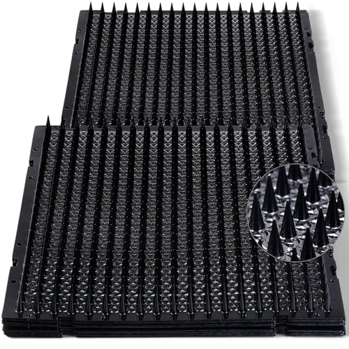 Katzenabwehrmatte für den Außenbereich, Kunststoff, biegbar, mit Spikes, Haustier-Matten mit Spikes, 47 m², 40,6 x 33 cm, Schwarz, 16 Stück von Nuanchu
