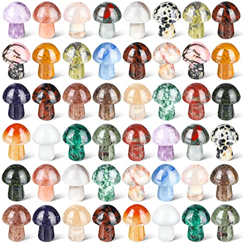 Mini-Kristall-Pilz-Edelstein-Skulptur, Dekoration, Geschnitzte Hexe, poliert, niedliche Pilzsteine für Hexerei, Zuhause, Garten, Rasen, Meditation, Blumentopf (Retro-Stil), 48 Stück von Nuanchu