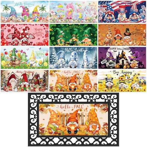 Nuanchu 12 Stück saisonale Fußmatte, austauschbare Sassafras-Fußmatten-Einsätze, Eingangsmatten, Willkommens-Matten, 55,9 x 25,4 cm, rutschfeste Matten, Geschenke für Herbst, Halloween, Haustür, Außen Nuanchu 12 Stück saisonale Fußmatte, austauschbare Sassafras-Fußmatten-Einsätze, Eingangsmatten, Willkommens-Matten, 55,9 x 25,4 cm, rutschfeste Matten, Geschenke für Herbst, Halloween, Haustür, Außen von Nuanchu