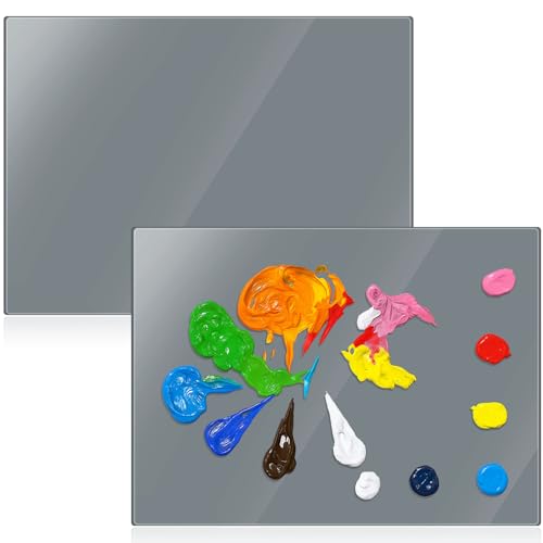 Nuanchu 2 Stück 22,9 x 30,5 cm neutrale graue Palette aus gehärtetem Glas für Ölgemälde hält nasse Farbe frisch, kratzfest, leicht zu reinigen, für Palette, Künstlerbedarf, DIY-Farbmischung von Nuanchu