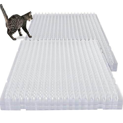 Nuanchu 32 Stück Katzen-Abwehrmatte für den Innen- und Außenbereich, Kunststoffmatten mit Spikes, Katzen-Abschreckungsmatte, Anti-Katzen-Matte, um Katzen, Hunde, Gartenfenster, Sofa fernzuhalten von Nuanchu