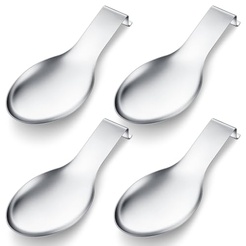 Nuanchu 4 Stück Edelstahl-Löffelablage, Spatel, Schöpflöffelhalter, Löffel für Herdplatte, robuster Spatel-Halter für Arbeitsplatte, spülmaschinenfest, Utensilienablage für Küche, 9,7 x 24,4 cm von Nuanchu