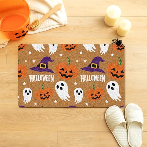 Nuanchu Fußmatte für Halloween, 45,7 x 71,1 cm, natürliche Kokosfaser, mit Geist und Kürbis-Design, für Halloween, Eingangsbereich, Veranda, Badezimmer, Party-Dekoration Nuanchu Fußmatte für Halloween, 45,7 x 71,1 cm, natürliche Kokosfaser, mit Geist und Kürbis-Design, für Halloween, Eingangsbereich, Veranda, Badezimmer, Party-Dekoration von Nuanchu
