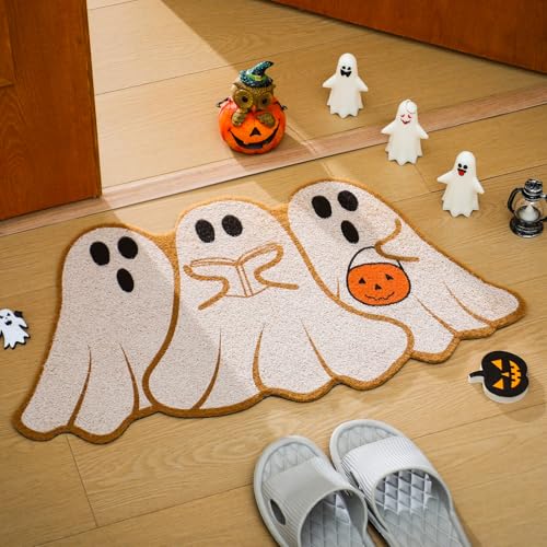 Nuanchu Halloween-Geister-Fußmatte, für den Außenbereich, 40,6 x 71,1 cm, gruselige Kokosfaser, Willkommensmatte für Veranda, rutschfeste Halloween-Fußmatte, Spukeingangs-Dekoration Nuanchu Halloween-Geister-Fußmatte, für den Außenbereich, 40,6 x 71,1 cm, gruselige Kokosfaser, Willkommensmatte für Veranda, rutschfeste Halloween-Fußmatte, Spukeingangs-Dekoration von Nuanchu