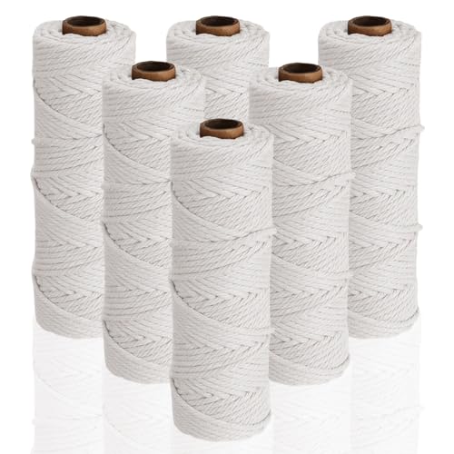 Nuanchu Makramee-Schnur, 3 mm x 300 m, Baumwollseil, farbiges Garn, Set für Heimwerker, Wandpflanzenaufhänger, Basteln, Stricken, 6 Farben (einfarbig) von Nuanchu