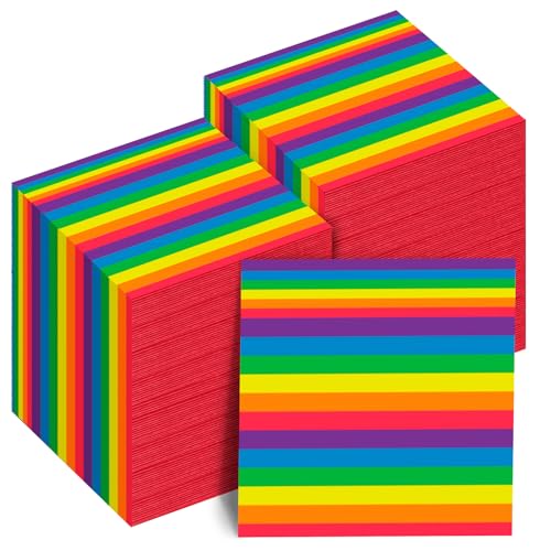 Nuanchu Regenbogen-Servietten, bunte Streifen, Einweg-Servietten, Regenbogen-Flagge, Papierservietten für Gay Pride Day, LGBT, Partyzubehör, Geburtstagsparty-Dekorationen, 16,5 x 16,5 cm, 200 Stück von Nuanchu