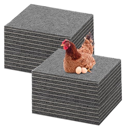 Nuanchu Waschbare Nistunterlagen für Hühnerstall, 30,5 x 30,5 cm, wiederverwendbar, Kunststoff, Nistkasten, Zubehör für Hühnerkasten, Eier legen, kleine Haustiere, drinnen und draußen, Grau, 24 Stück von Nuanchu