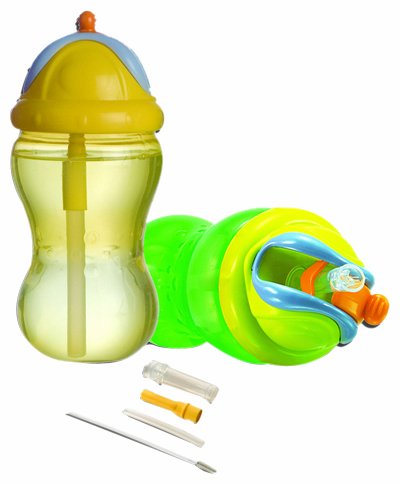 Nuby - ID99308 – Set mit 2 Bechern aus Polypropylen – Flip It – 355 ml – Grün/Orange von Nuby