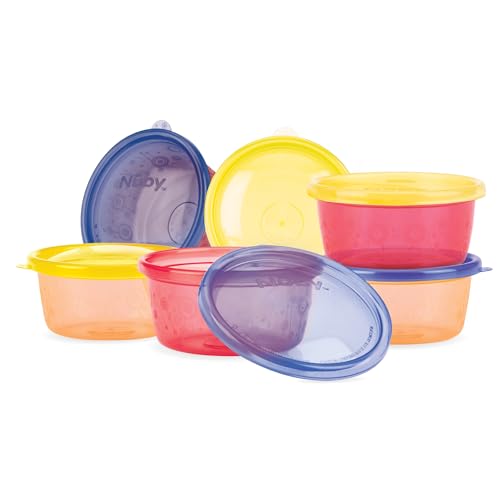 Nuby - Pick Nick Snack Cups - Schälchen mit Deckel - 6 Schalen mit 6 Deckel - Frischhaltdosen - Mehrfarbig - 6er Pack - BPA-frei - 300 ml - 3+ Monate von Nuby