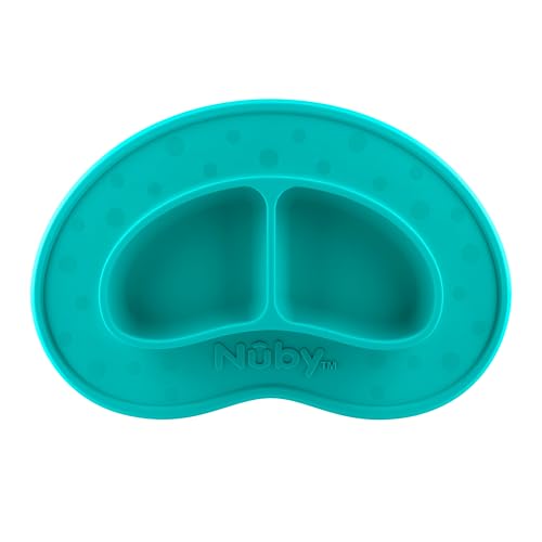 Nuby Sure Grip Miracle Mat 2-teilige Kleinkind-Teller – Silikonteller mit Saugnapf – 6+ Monate – Aqua von Nuby