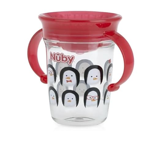 Nuby Tasse 360 Tritan | Einfacher Griff | Entworfen für Trinken in allen Positionen | Pinguin-Motive | 6+ Monate von Nuby