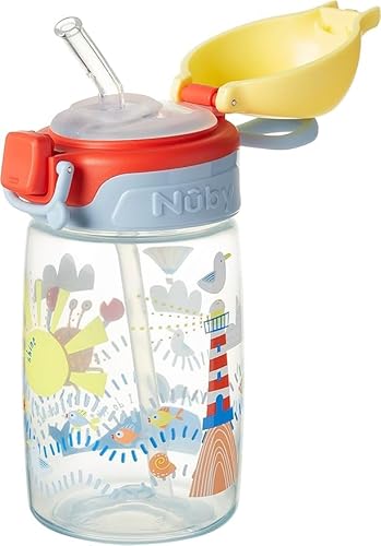 Nuby optimal Straw Trinkflasche — Aktiver Schnabelbecher für Kleinkinder, 360 ml, Tragegriff, spülmaschinenfest, geeigneter Becher für Kinder ab 12 Monaten von Nuby
