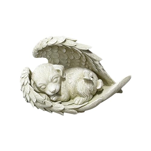 Nucalt Gedenkstein Hund Engel 11 x 8 cm, Haustier Hund Denkmal Grab Marker Tribut Statue, Hunde Grabstein Gedenken Tier Garten Statue, Geeignet für Gartengräber, Heimsouvenirs, Dekorative Ornamente von Nucalt