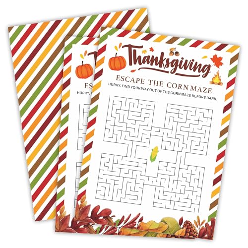 Thanksgiving Escape The Corn Maze Game Set, 30 Harvest Stripes Thema, doppelseitige Spielkarten für Thanksgiving, Familie, Freunde und Klassenzimmer Aktivitäten -B03 Thanksgiving Escape The Corn Maze Game Set, 30 Harvest Stripes Thema, doppelseitige Spielkarten für Thanksgiving, Familie, Freunde und Klassenzimmer Aktivitäten -B03 von Nuckxy