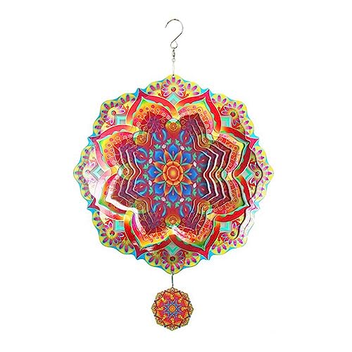 Nudiuhis 1 Stück Mandala- Aus Metall, 3D-Drehende Windspiele, Luxuriöse Kunst, Gartendekoration, zum Aufhängen im Freien, Edelstahl von Nudiuhis