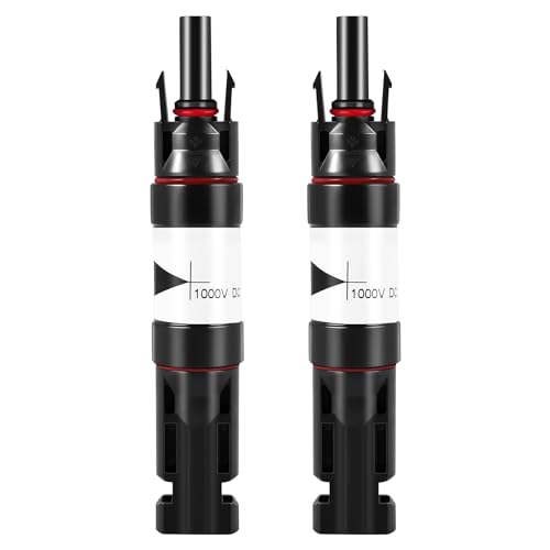 Nudiuhis 2 STÜCKE Solarstecker mit Diode Wasserdichter PV-Stecker DC1000V 30A IP67 PPO Stecker Buchse (2) von Nudiuhis