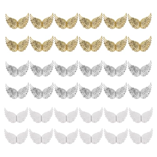 Nudiuhis 36 StüCke Kunststoff EngelsflüGel für Basteln, Mini 3D EngelsflüGel Ornament Patches, für Party Dekoration, DIY Bastelarbeiten und Hochzeitsrequisiten von Nudiuhis
