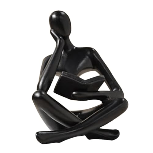 Nudiuhis Denker-Skulpturen, Schwarze Denker-Harzstatue, Leseornament, Denker-Skulptur-Dekoration, Moderne Buchdekoration, Langlebig, Einfach zu Verwenden B von Nudiuhis