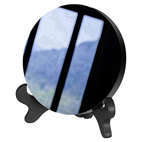 Nudiuhis Obsidian mit StäNder Feng Shui Smooth Natural Crystal Haus Dekoration Sammeln Von Reichtum und Gerechtigkeit 80Mm von Nudiuhis
