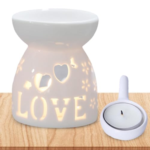 Brenner für ätherisches Öl aus emaillierter Keramik, 50 ml, Aromadiffusor mit Kerzenhalter, Brenner für Duftfondant und , Dekoration für Haus, Schlafzimmer, Wohnzimmer von Nudorpn