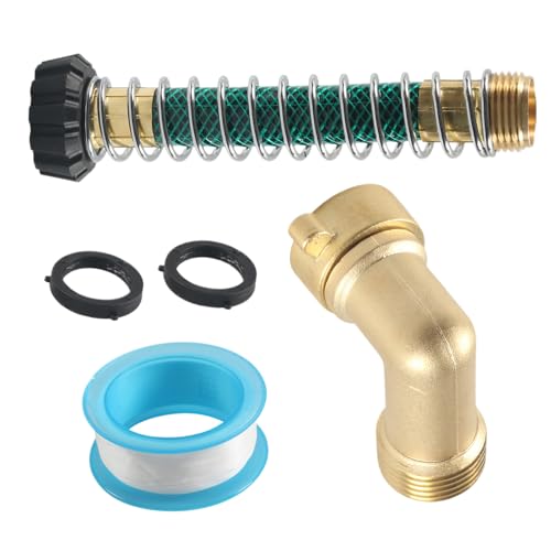 Nudorpn 2-Wege Gartenschlauch Verteiler 3/4 Zoll - Wasserhahn Adapter mit Feder-Schutz & Dichtring, Robustes Metallfeder-System für Garten, Terrasse, Camping von Nudorpn