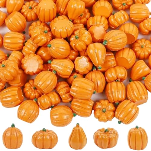 Nudorpn Gefälschte Kürbisse 50 Stück | Künstliche Kürbisse Halloween | Miniaturfiguren aus Harz für Tisch Halloween Garten Party Thanksgiving Bauernhof von Nudorpn