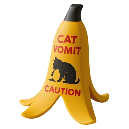 Nudorpn Hinweisschild "Erbrochenes Katzenvomi" | Dekoratives Schild | kleine Warnornament für Hund Katze in Bananenschale für Tisch Wohnzimmer Schlafzimmer Wohnung Tisch von Nudorpn