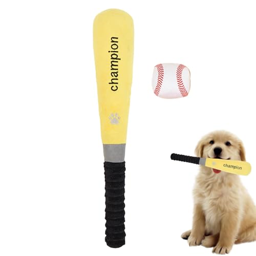 Nudorpn Kauspielzeug für Hunde in Form eines Baseballschlägers, Plüsch-Spielzeug für Baseballhunde – integriertes Quietsch-Spielzeug von Nudorpn