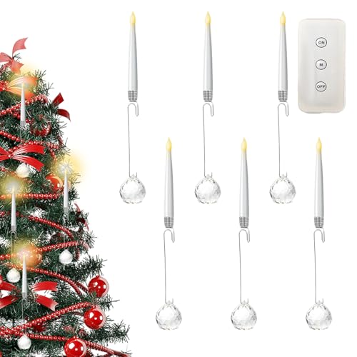 Nudorpn LED-Kerzen für Weihnachtsbaum – künstliche LED-Kerzen, Baumschmuck, 6 Stück, Stimmungsbeleuchtung für Innen / Außen / Fenster / Kamin Nudorpn LED-Kerzen für Weihnachtsbaum – künstliche LED-Kerzen, Baumschmuck, 6 Stück, Stimmungsbeleuchtung für Innen / Außen / Fenster / Kamin von Nudorpn