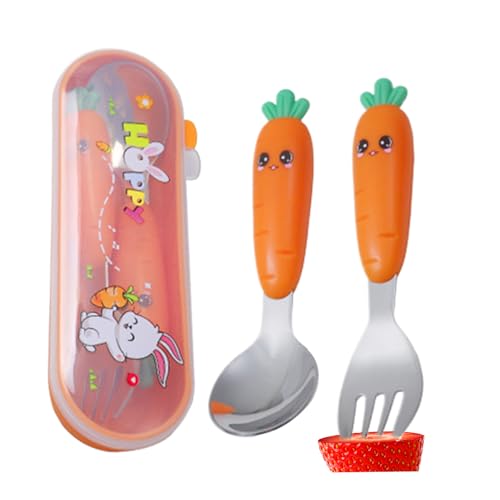 Nudorpn Löffel- und Gabel-Set für Kinder – Besteck-Set aus Edelstahl für Babys mit Aufbewahrungsbox | tragbare Lebensmittel-Utensilien für Familientreffen, Partys und von Nudorpn