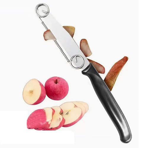 Nudorpn Obstschäler, ergonomisch, für Obst – Werkzeug aus Edelstahl mit abnehmbarer Klinge mit Feder für Mango, Orange, Apfel, Haus von Nudorpn