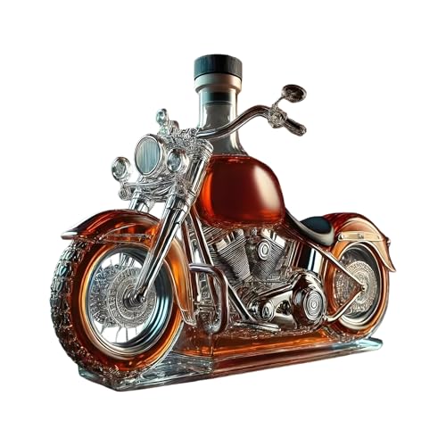 Nudorpn Rotwein Dekanter Mit Ständer - Glas Karaffe Mit Motorrad-Design Belüfter Whisky Flasche - Originelle Getränkeflasche für Männer Väter Motorrad-Liebhaber Haushalt Küche Whisky Wodka Spirituosen von Nudorpn