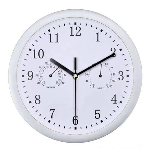 Nudorpn Wanduhr Außen Outdoor, 25CM Wetterfeste Gartenuhr mit Thermometer und Hygrometer, wasserdichte Funkwanduhr für Terrasse, Balkon, Garten, Heimdekoration von Nudorpn