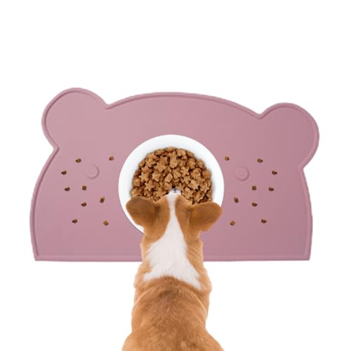 Nudorpn Wassermatte für Hunde, Futtermatte für Hunde – Fütterungspad für Tiere mit erhöhten Kanten, Taft aus Silikon ohne Verrutschen waschbar, Tablett in Bärenform von Nudorpn