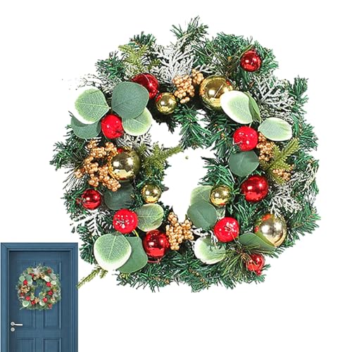 Nudorpn - für den Außenbereich – Dekoration für Eingangstür, künstlicher Weihnachtskranz, Weihnachtskugeln und Kiefernnadeln, 11,8 Zoll Kränze für Tür, , Fenster von Nudorpn