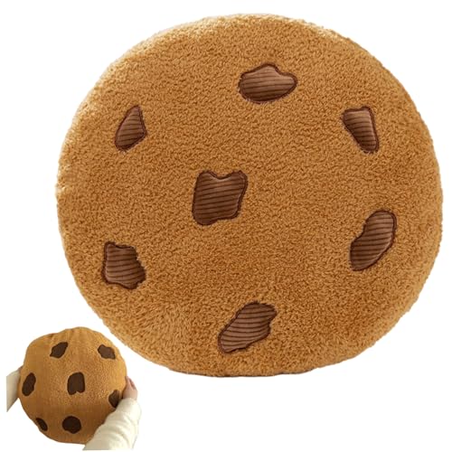Nuelreva Cookie -Kissen, 11 Zoll lustiger Schokoladenkekse Plüsch, weiche Komfort -Lebensmittelkissen, runde Wurfkissen für Bodencouchsofa, Stuhl, Schlafzimmerdekorplush von Nuelreva