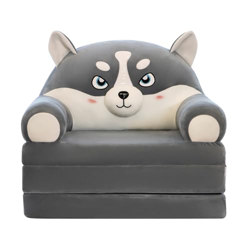 Nuelreva Kids Couch Falten Sie niedliche Cartoon 3-Layer Tierform Baumwollfüllung Kindersofa Faltbare abnehmbare atmungsable, waschbares Bett, Hundesofa von Nuelreva