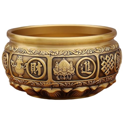 Nuelreva Money Bowl 4.7x2, 5 Messingschale mit Wohlstand Lotus Basis Kupfer Chinesisch Feng Shui Dekor für Schreibtisch Altar & Home Office Dekorative von Nuelreva