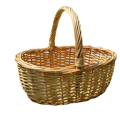 Nuelreva Picknick Korbkorb rustikaler leerer Geschenkkorb Ovaler Hamper 11.81x9.06x5, 91 Zoll gewebt mit Liner für Party Supply Beige Wicker Picknick von Nuelreva