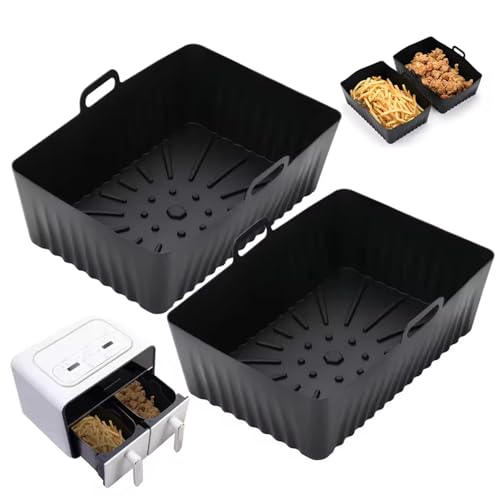 Silikonluft-Fritteuchter-Liner, 2pcs nicht mit öldichtem öldichtem Luftfritteuse-Liner, das mit Griffen Airfryer-Zubehör für Fleisch, Gemüse, Kuchen, Gebäck, 8, 5x5, 7 x 2, 8 Zoll wiederverwendbar ist von Nuelreva