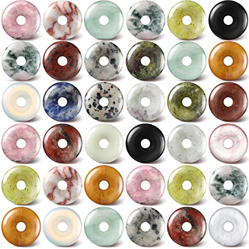 32 Stück Handschmeichler Donut Glückskristall 20 mm Edelstein Donut-Scheibenanhänger großes Loch Quarz Amulett Glückskristalle für Hexerei Zubehör DIY Schmuckherstellung 32 Stück Handschmeichler Donut Glückskristall 20 mm Edelstein Donut-Scheibenanhänger großes Loch Quarz Amulett Glückskristalle für Hexerei Zubehör DIY Schmuckherstellung von Nuenen