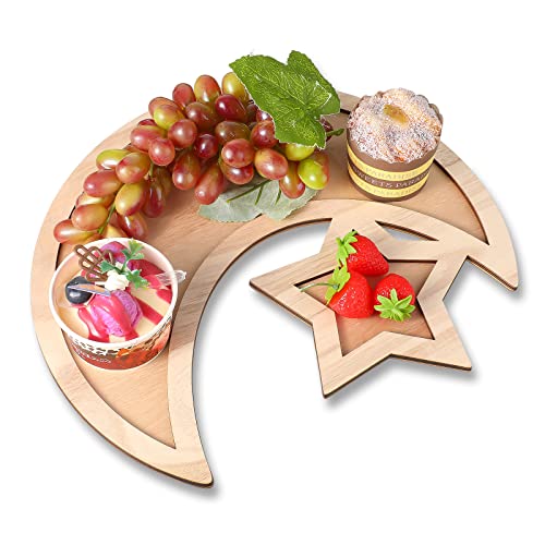 Eid Tray Anzeige Dekoration Stern Mond Holz Dessert Tablett Geschirr Eid Dekoration Essen Servieren Eid Geschirr Eid Mubarak Ramadan Tabletts Platten für Essen Obst Snack Dessert Halter von Nuenen