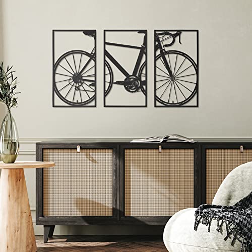 Nuenen 3 Stück Metall Fahrrad Wandkunst Vintage Fahrrad Metall Wandkunst Dekor Antik Stil Fahrrad Wandkunst Schwarz Metall Wanddekoration Heimdekoration Schlafzimmer Wohnzimmer Dekor von Nuenen