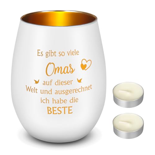 Nuenen Geschenk für Oma Teelichtglas mit 2 Stück Weißen Teelichtern Beste Oma Graviertes Windlicht und Teelichter für Großmutter Geburtstag Muttertagsgeschenk Nuenen Geschenk für Oma Teelichtglas mit 2 Stück Weißen Teelichtern Beste Oma Graviertes Windlicht und Teelichter für Großmutter Geburtstag Muttertagsgeschenk von Nuenen