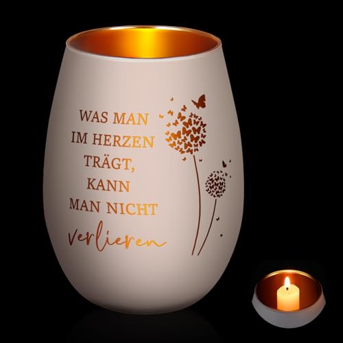 Nuenen Trauergeschenk Trauerlicht Windlicht mit Gravur Trauerkerze Geschenke für Trauernde zur Beerdigung Trauer Deko Gedenkkerze Windlicht Gedenklicht Erinnerungslicht(Weißgold,Schmetterling 2) von Nuenen