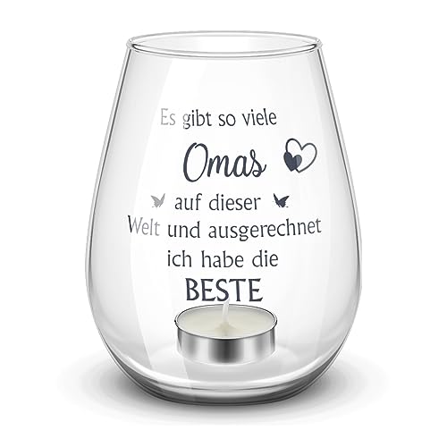 Nuenen Weihnachten Oma Teelichthalter Kerzen Set Kerzenhalter für Oma Teelichter mit Langer Brenndauer Teelichthalter mit Spruch Glas Teelichthalter Geschenk von Enkelin Enkel von Nuenen