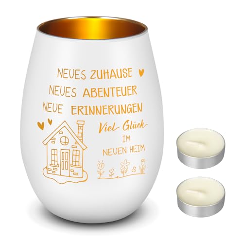 Nuenen Einzugsgeschenke Kerzenhalter Windlicht aus Glas Richtfest Neues Zuhause Geschenk Einzug Neue Wohnung Haus Geschenk Einweihungsgeschenk Wohnungseinweihung Geschenkideen(Neues zuhause) von Nuenen