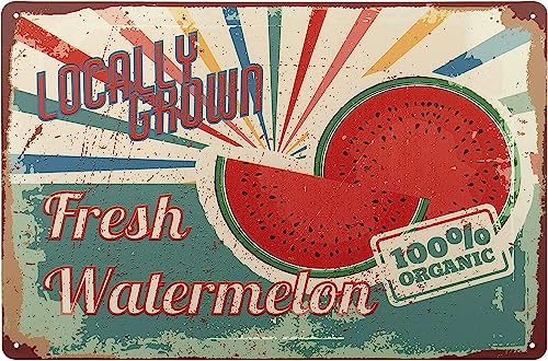 Aluminium-Blechschild mit Aufschrift "Locally Grown Fresh Watermelone", Café, Bar, Garage, Wandkunst, Dekoration, Eisenmalerei für Zuhause, Zimmertür, Zubehör, Poster, Einweihungsgeschenke, 20,3 x von Nufar